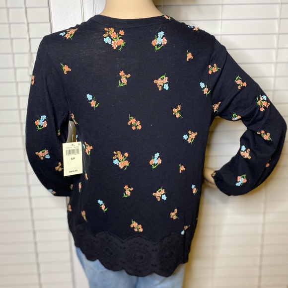 Lucky Brand Floral Print Peasant Top Size S/P NWT - Picture 4 of 5